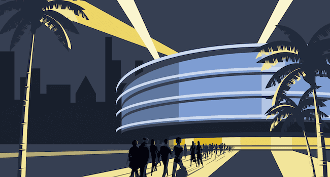 illustration of a stadium at night